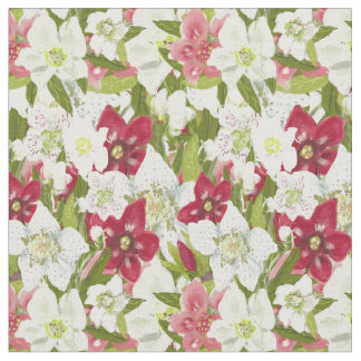 Kerstanemonen-Geschilderde Hellebores Bloemen Stof