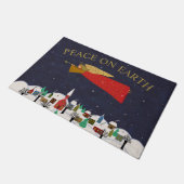 Kerstanendorp Vrede op Aarde Monogram Deurmat (Schuin)