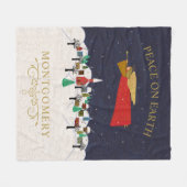 Kerstanendorp Vrede op Aarde Monogram Fleece Deken (Voorkant (Horizontaal))