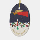 Kerstanendorp Vrede op Aarde Monogram Keramisch Ornament (Links)