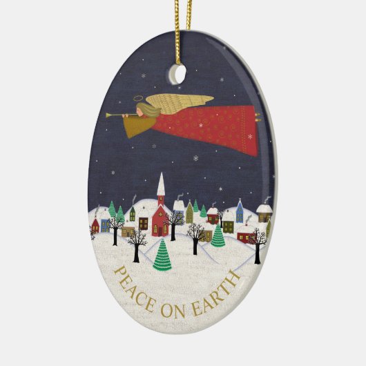 Kerstanendorp Vrede op Aarde Monogram Keramisch Ornament (Links)