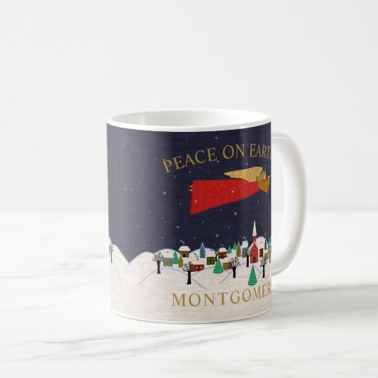 Kerstanendorp Vrede op Aarde Monogram Koffiemok (Voorkant rechts)