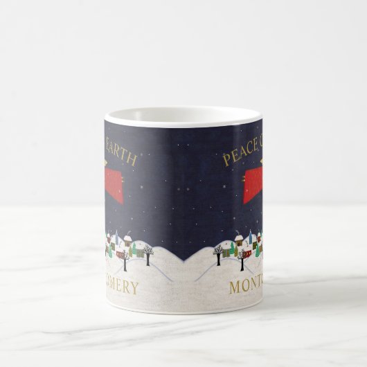 Kerstanendorp Vrede op Aarde Monogram Koffiemok (Center)