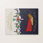 Kerstanendorp Vrede op Aarde Monogram Legpuzzel (Horizontaal)