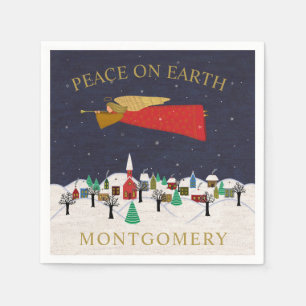 Kerstanendorp Vrede op Aarde Monogram Servet