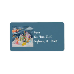 Kerstanenmuizen in de Waterverf van wolken Kunst Etiket