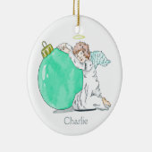 kerstangel, aangepast naamplaatje keramisch ornament (Rechts)