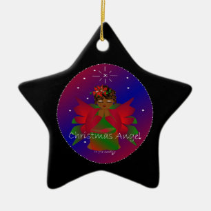 Kerstangel Baby in de wereld in zwart-wit II Keramisch Ornament
