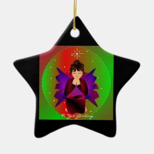 Kerstangel Baby over de hele wereld in zwart II Keramisch Ornament