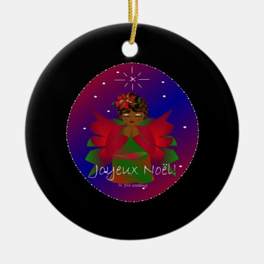 Kerstangel Baby Prachtig Joyeux Noel Keramisch Ornament (Voorkant)