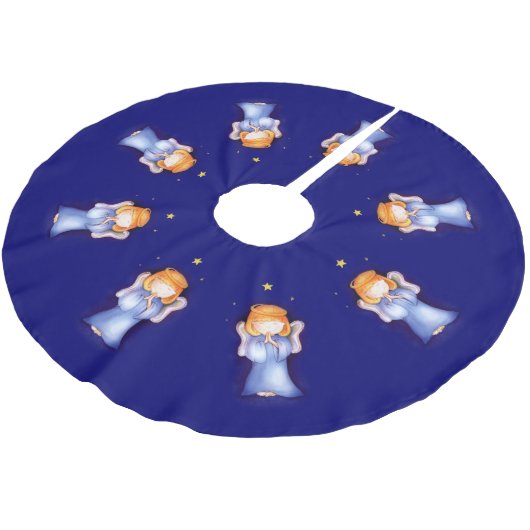 Kerstangel bidt blauw kerstboomrok kerstboom rok (Gekanteld)