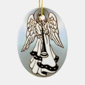 KerstAngel Brass Trumpet Keramisch Ornament (Achterkant)