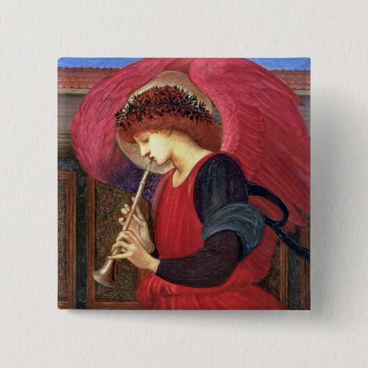 Kerstangel Button Pin - Burne-Jones - Square (Voorkant)