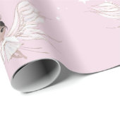 KerstAngel Dark Hair Stars Roze Cute Cadeaupapier (Rol Hoek)