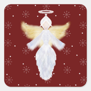 Kerstangel en Snowflakes   Vierkante Sticker