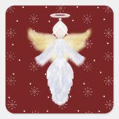 Kerstangel en Snowflakes | Vierkante Sticker (Voorkant)