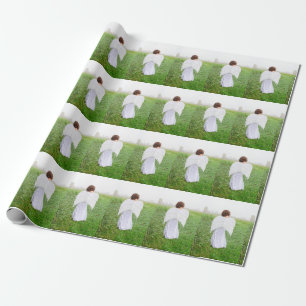 Kerstangel Girl White Green Holiday Cadeaupapier