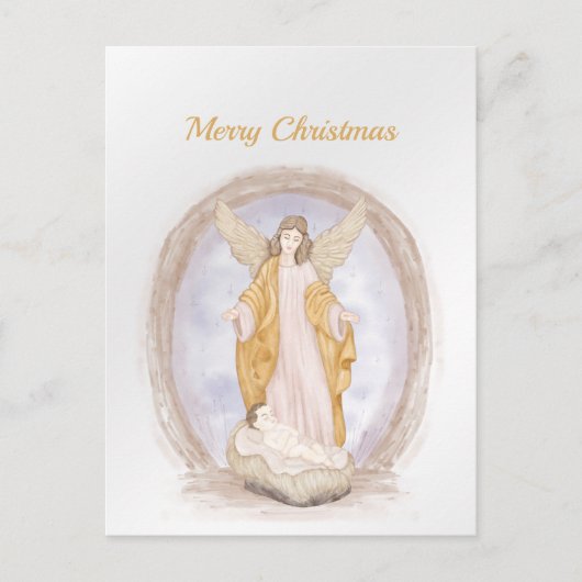 Kerstangel Jezus Religieuze Waterverf Feestdagenkaart (Voorkant)