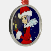 Kerstangel kawaii kaars licht rond ornament (Rechts)