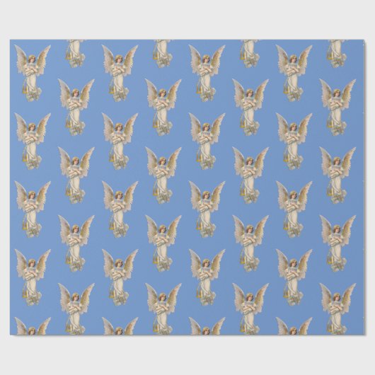 KerstAngel Light Blue Wrapping Paper Cadeaupapier (Vlak)