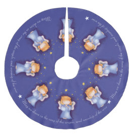 Kerstangel-meisje bidt blauw kerstfeest kerstboom rok