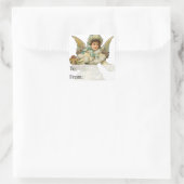 Kerstangel met  cadeautje voor mandjes Label (Tas)