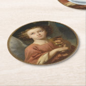 kerstangel met ijs ronde kartonnen onderzetter (Gebogen)