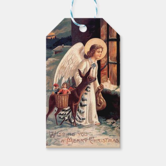 Kerstangel met Labels met de deer Gift Cadeaulabel (Voorkant)