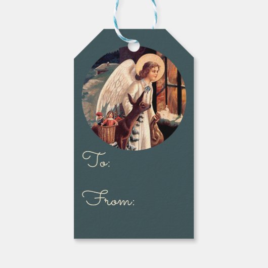 Kerstangel met Labels met de deer Gift Cadeaulabel (Achterkant)