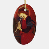 Kerstangel met trompet keramisch ornament (Rechts)