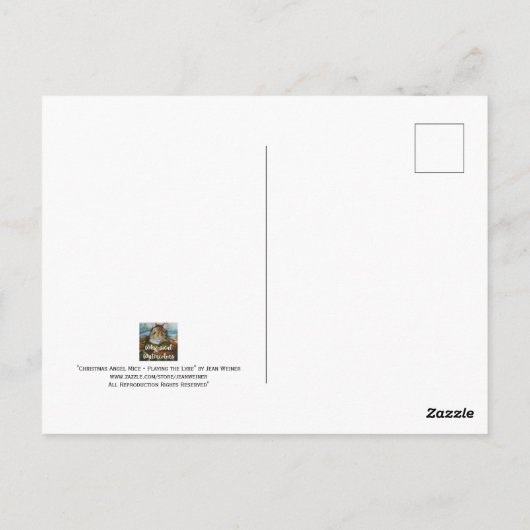 KerstAngel Mouse die Lyre-Waterverf speelt Briefkaart (Achterkant)