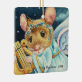 KerstAngel Mouse die Lyre-Waterverf speelt Keramisch Ornament (Rechts)