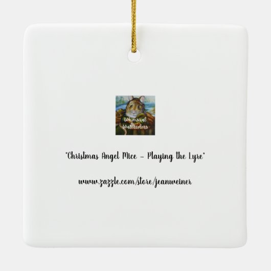 KerstAngel Mouse die Lyre-Waterverf speelt Keramisch Ornament (Achterkant)