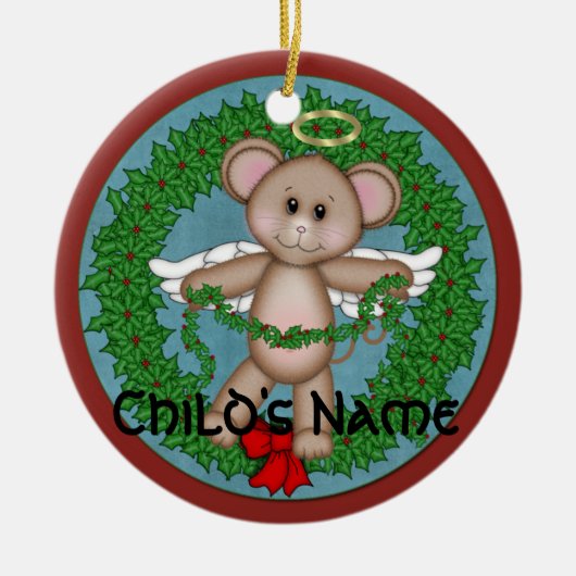 KerstAngel Mouse Keramisch Ornament (Voorkant)