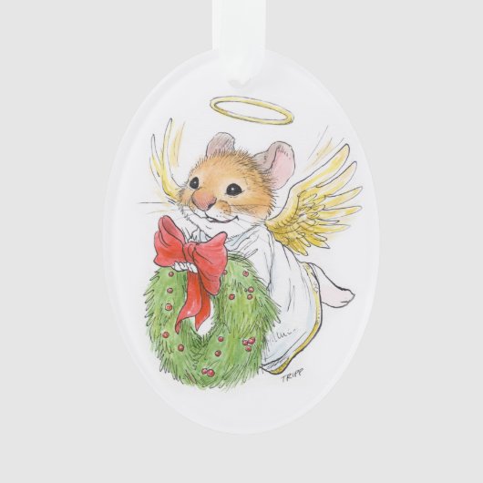 Kerstangel Mouse met grote versiering Ornament (voorkant)