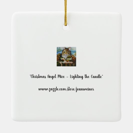 Kerstangel-muis en kaarskunst Waterverf Keramisch Ornament (Achterkant)