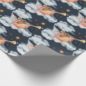 Kerstangel-muis en Trumpet-Waterverf kunst Cadeaupapier (Hoek)