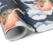 Kerstangel-muis en Trumpet-Waterverf kunst Cadeaupapier (Rol Hoek)