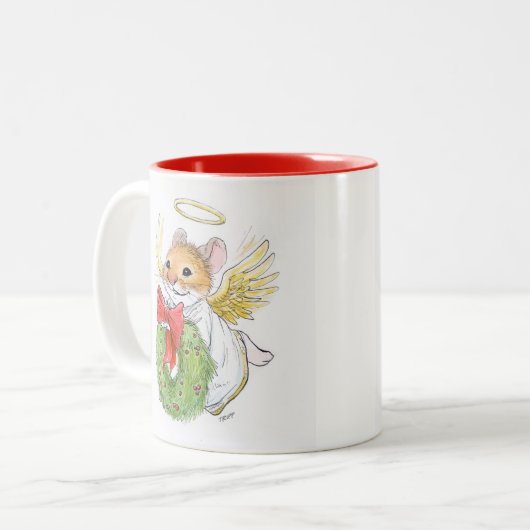 Kerstangel-muis met grote Mok (Voorkant links)