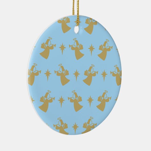Kerstangel Nativiteit Star Baby Blue Gold Keramisch Ornament (Rechts)
