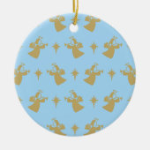 Kerstangel Nativiteit Star Baby Blue Gold Keramisch Ornament (Voorkant)