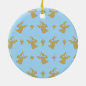 Kerstangel Nativiteit Star Baby Blue Gold Keramisch Ornament (Achterkant)