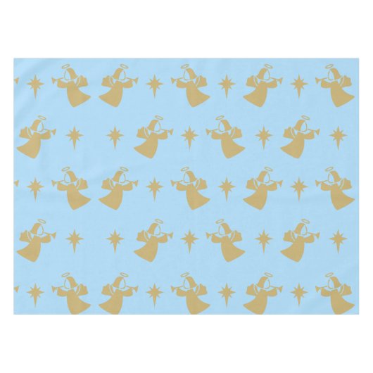 Kerstangel Nativiteit Star Baby Blue Gold Tafelkleed (Voorkant (Horizontaal))