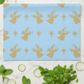 Kerstangel Nativiteit Star Baby Blue Gold Theedoek (Gevouwen)