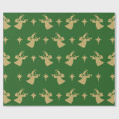 Kerstangel Nativiteit Star Green Gold Cadeaupapier (Vlak)