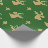 Kerstangel Nativiteit Star Green Gold Cadeaupapier (Hoek)