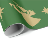 Kerstangel Nativiteit Star Green Gold Cadeaupapier (Rol Hoek)