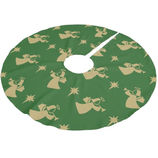 Kerstangel Nativiteit Star Green Gold Kerstboom Rok (Gekanteld)