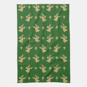 Kerstangel Nativiteit Star Green Gold Theedoek