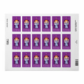 kerstangel paarse cadeaulabels etiket (Full Sheet)